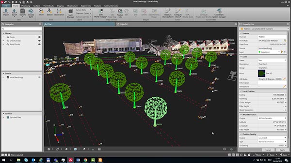 Leica Infinity surveying software feature coding screenshot
